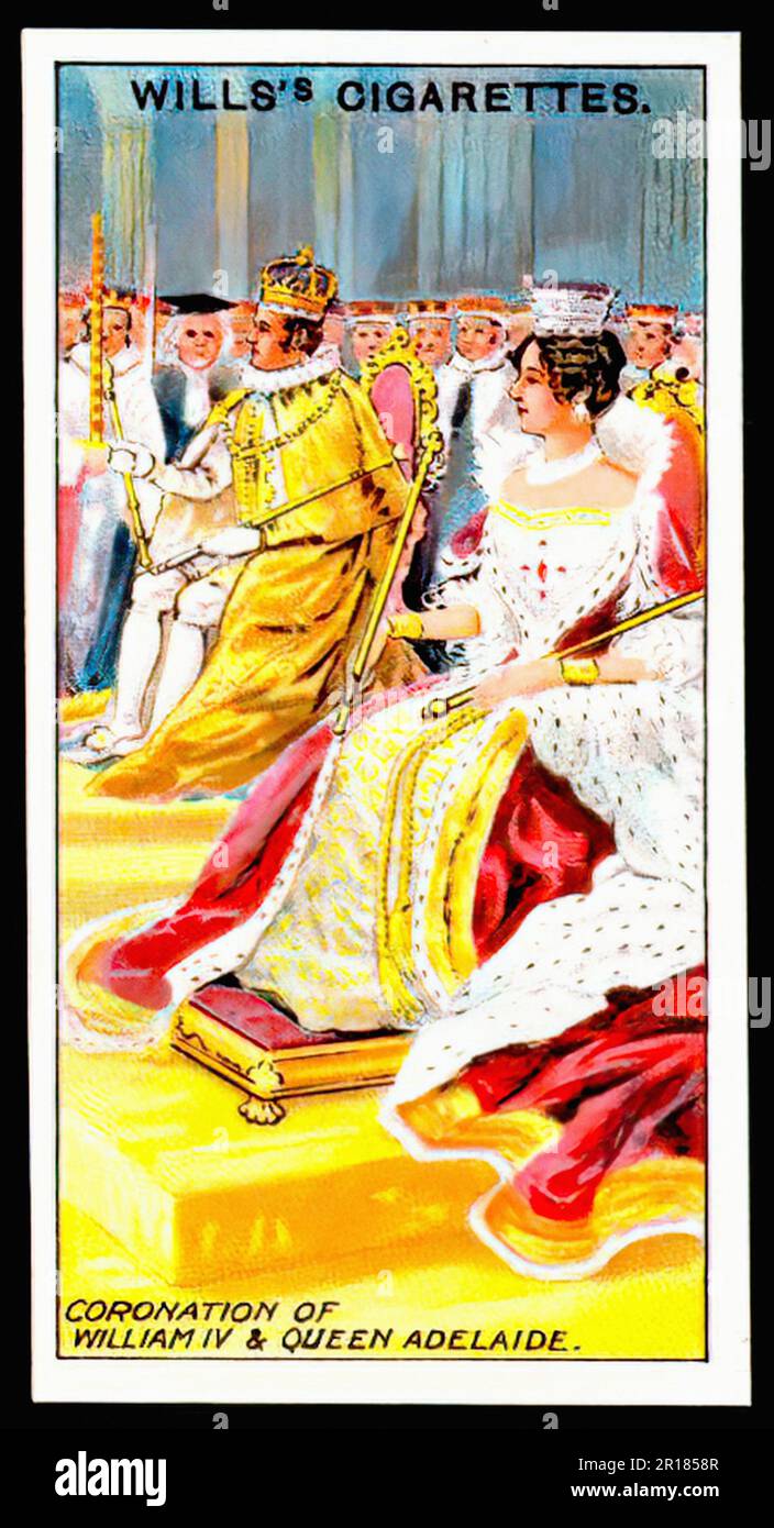 Krönung von William IV - Oldtimer-Zigarettenkarte Stockfoto