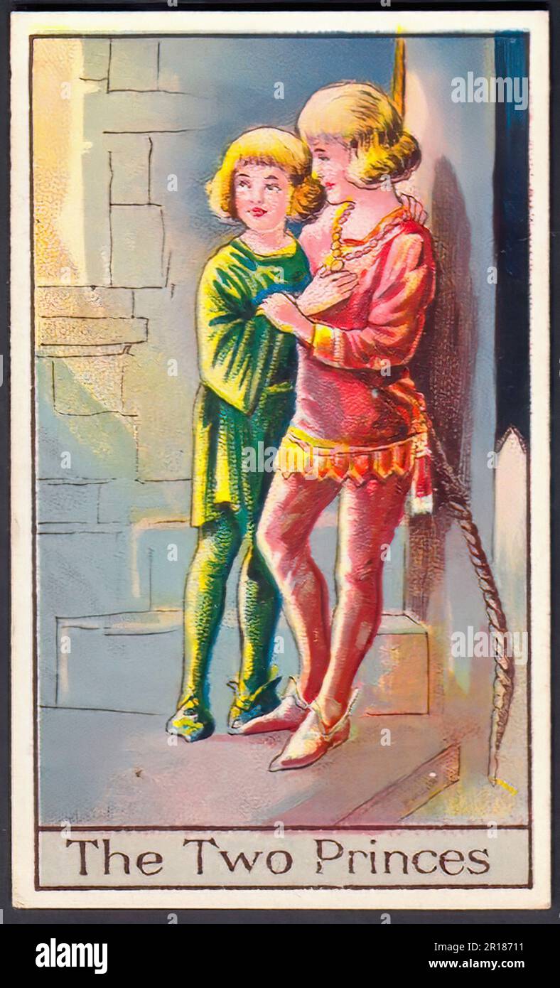 Princes in the Tower of London - Oldtimer-Zigarettenkarte Stockfoto