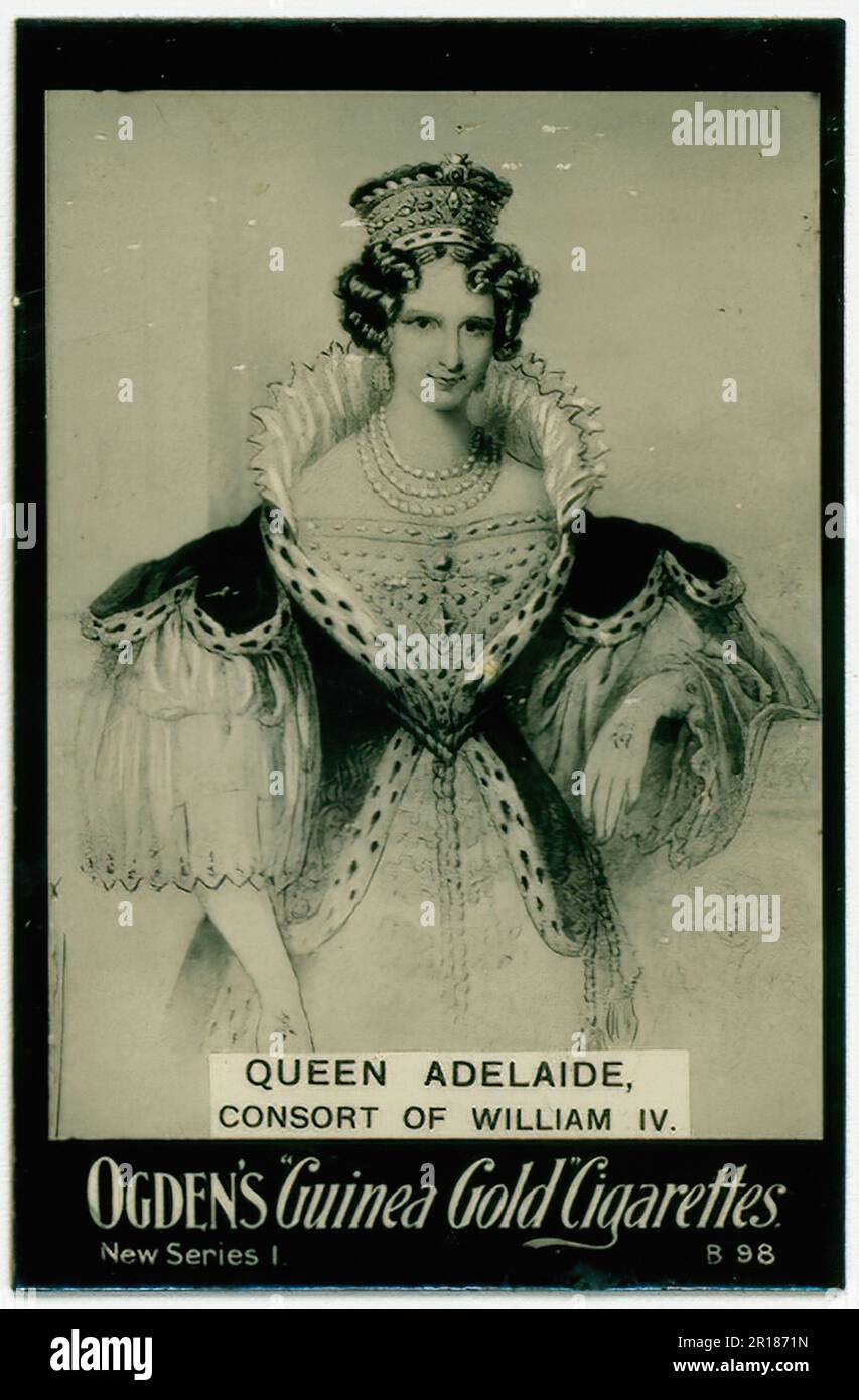 Queen Adelaide - Alte Zigarettenkarte Stockfoto
