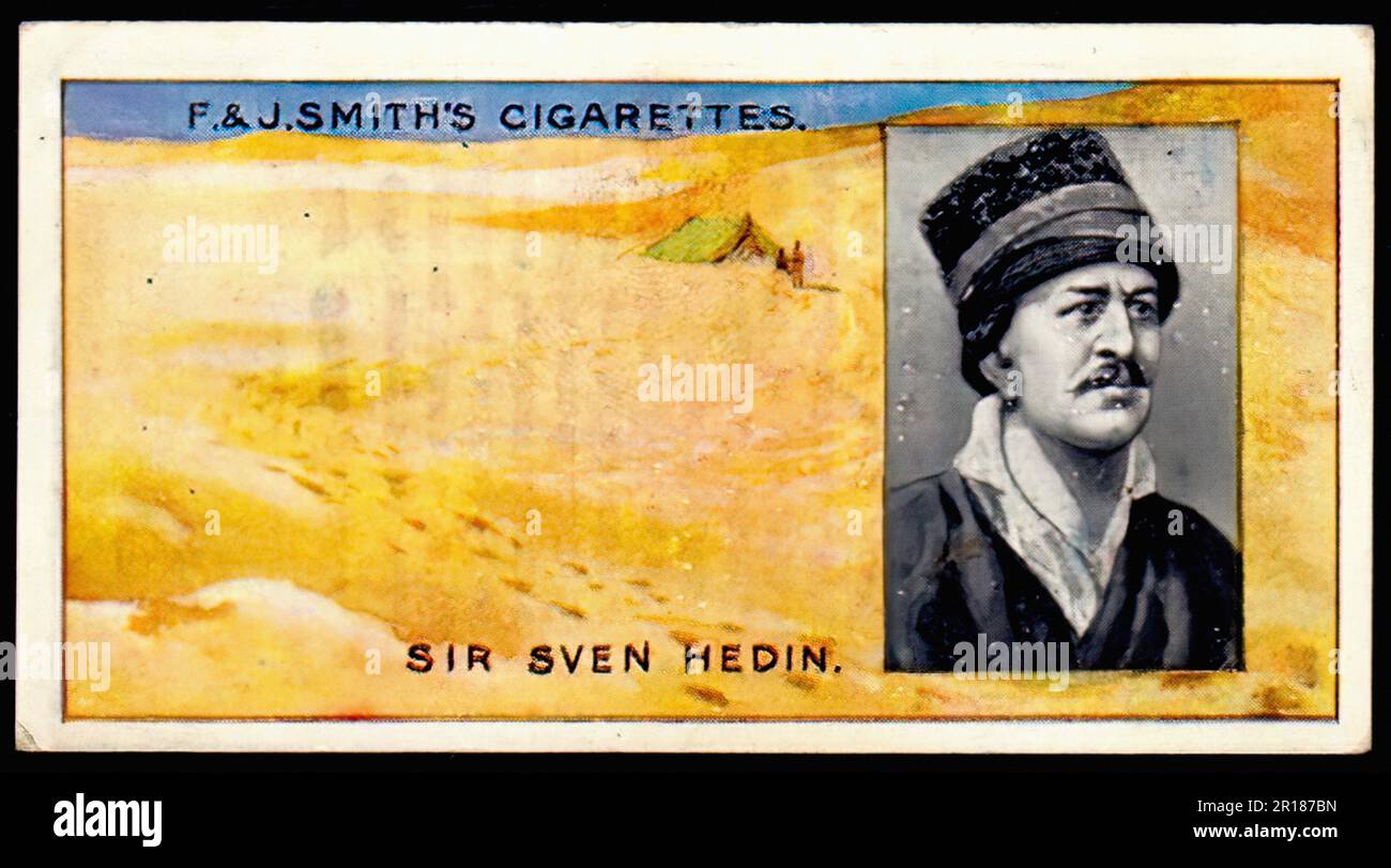 Sir Sven Hedin - Oldtimer-Zigarettenkarte Stockfoto