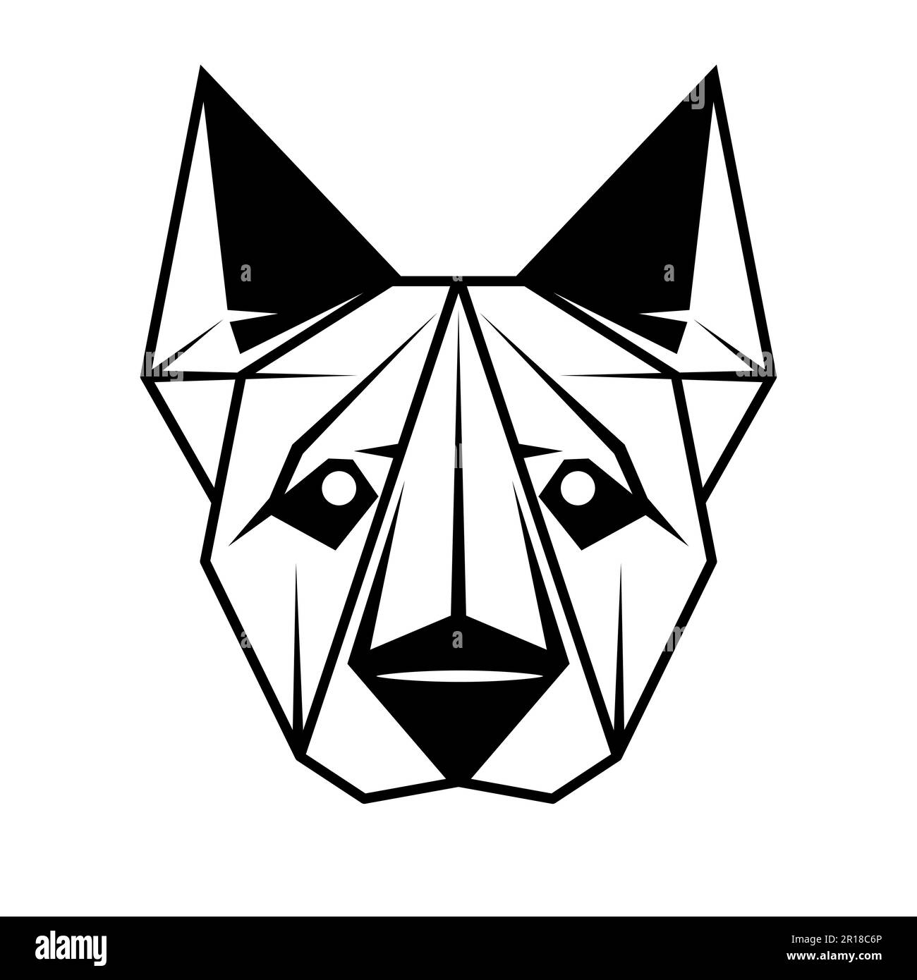 Design mit Hundelogo. Abstrakter schwarzer geometrischer Hundekopf. Hundegesicht zeichnen. Vektordarstellung Stock Vektor