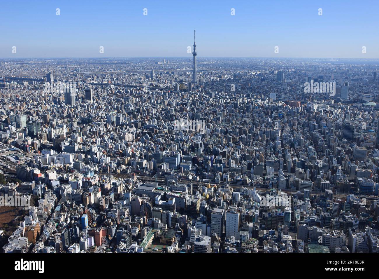 Okachimachi-Station, Luftaufnahme aus West Asakusa, Skytree Gegend Stockfoto