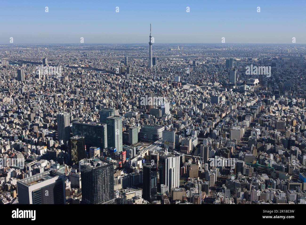 Akihabara Station Luftaufnahme aus der Gegend um Skytree im Südwesten Stockfoto