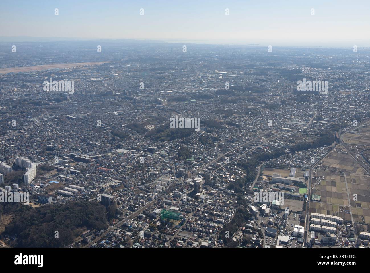 Luftaufnahme der Zama-Station von der Nordwestseite in Richtung Enoshima Stockfoto