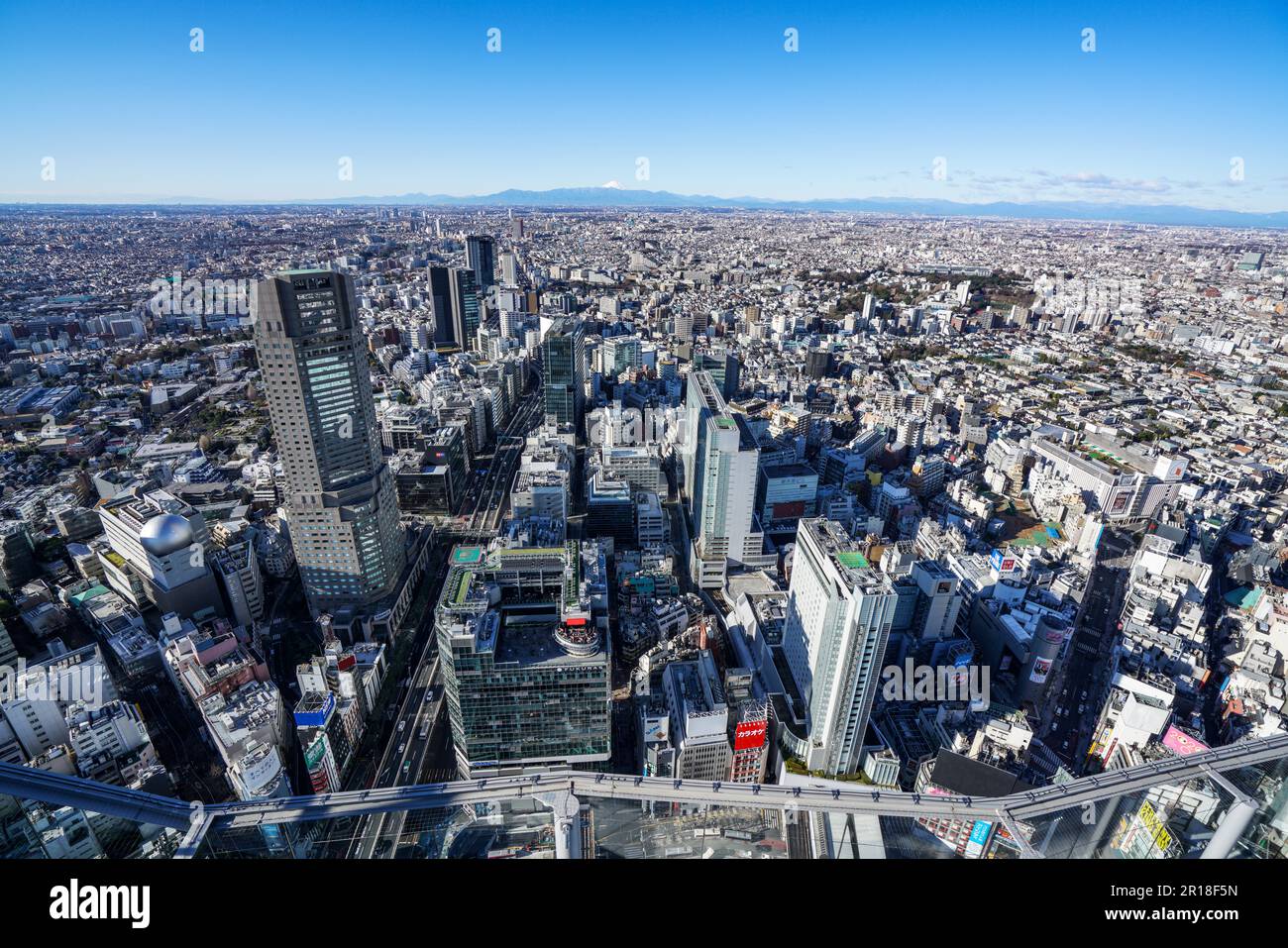 Ein Blick aus der Vogelperspektive auf die Stadt Shibuya, Tokio Stockfoto