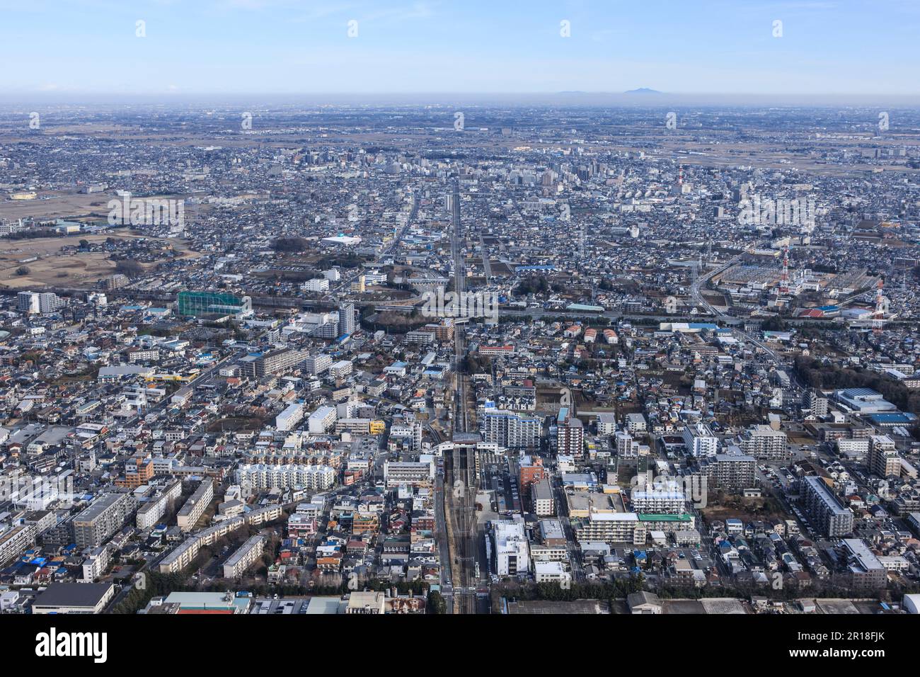 Luftaufnahme vom Bahnhof Minami Otsuka von der Südwestseite in Richtung kawagoe Stockfoto