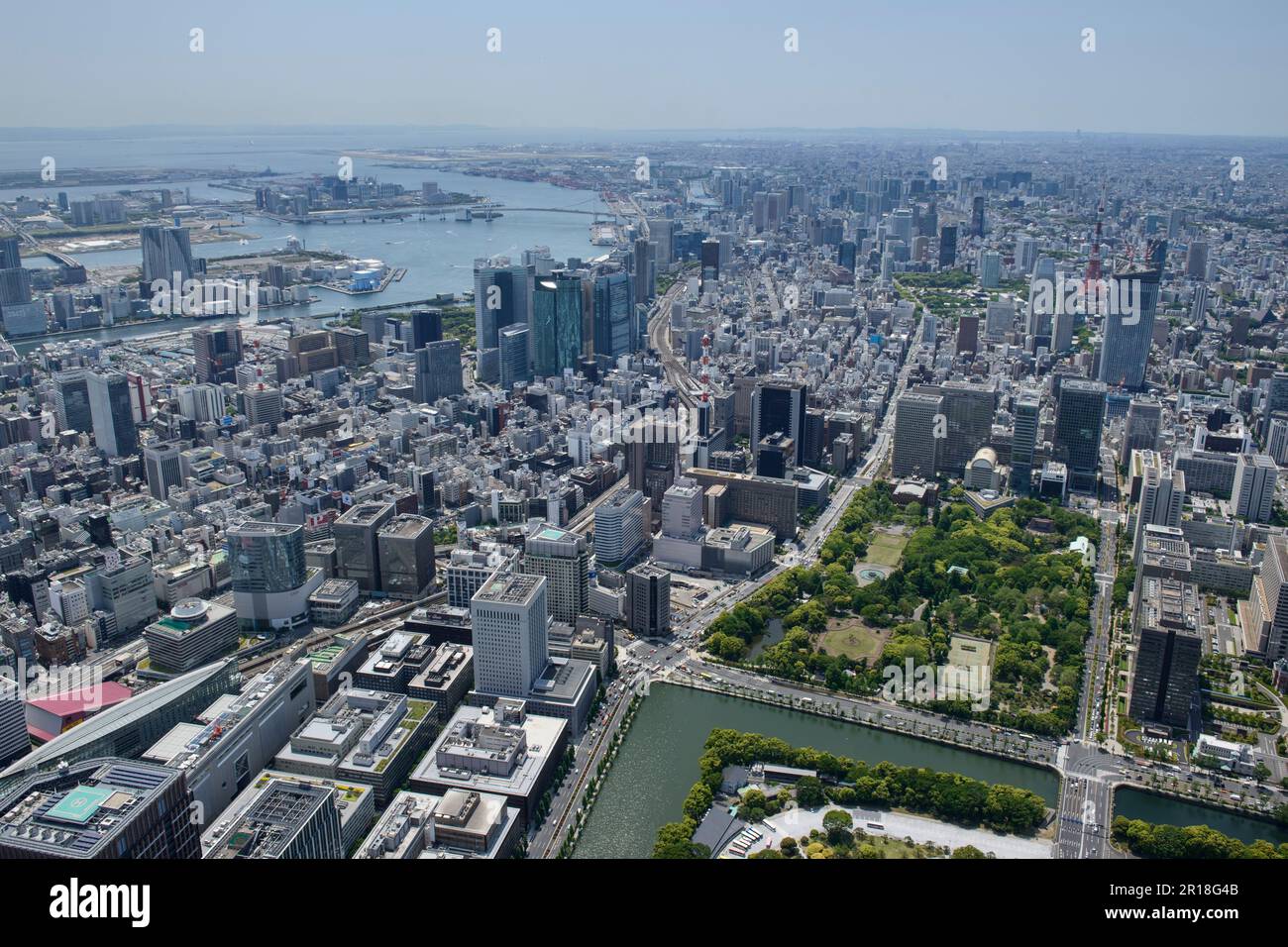 Hibiya Station Luftaufnahme von der Nordseite in Richtung hibiya Park, shiodome Stockfoto