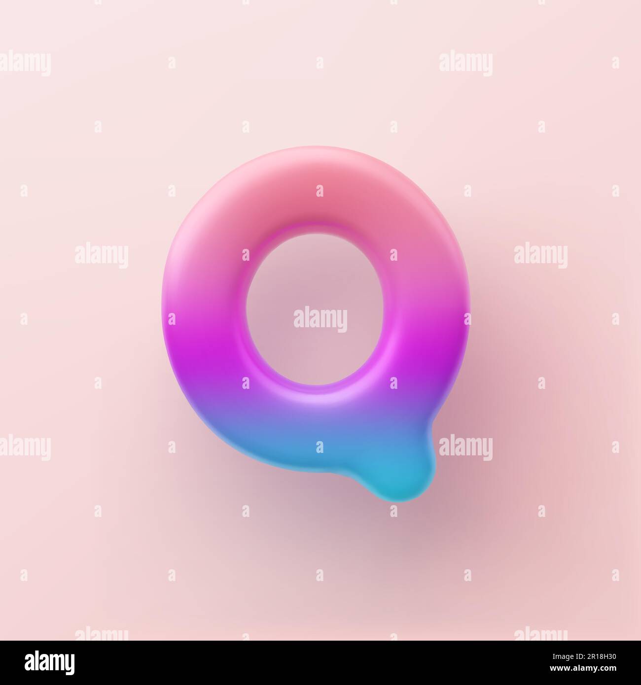 3D farbenfroher Farbbuchstabe Q auf hellem Hintergrund. Stock Vektor