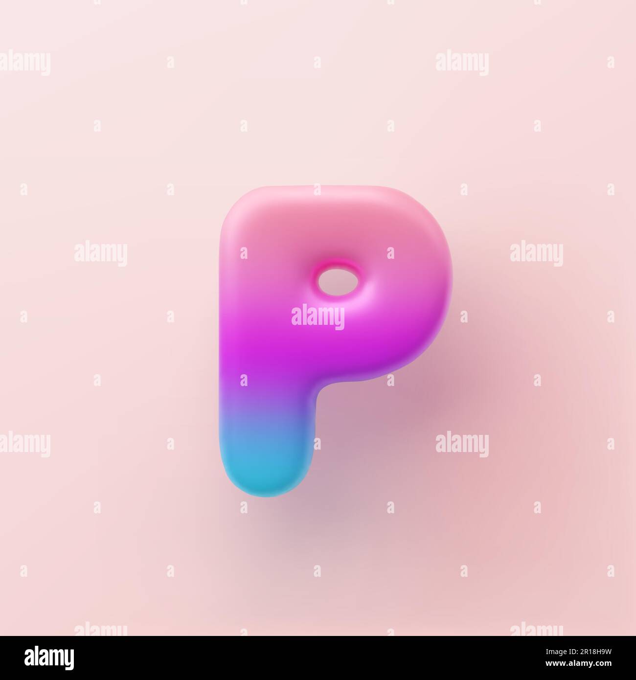 3D farbenfroher Buchstabe P auf hellem Hintergrund. Stock Vektor