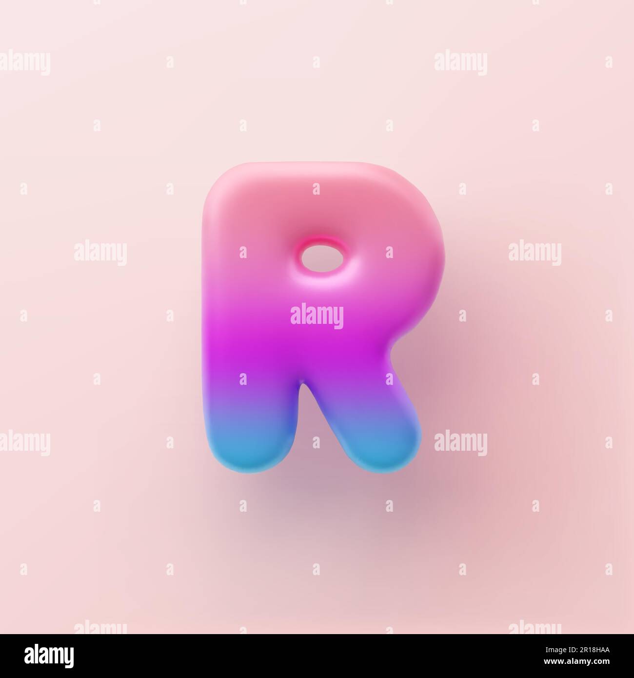 3D farbenfroher Buchstabe R mit Farbverlauf auf hellem Hintergrund. Stock Vektor