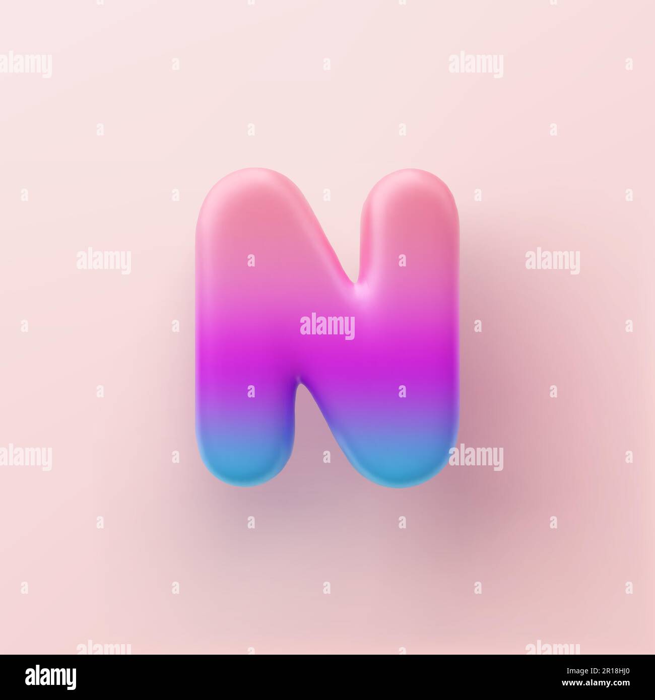 3D farbenfroher Buchstabe N auf hellem Hintergrund. Stock Vektor