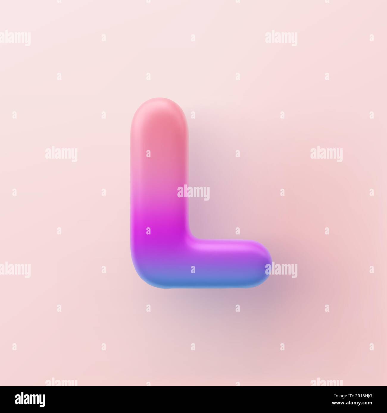 3D farbenfroher Buchstabe L mit Farbverlauf auf hellem Hintergrund. Stock Vektor