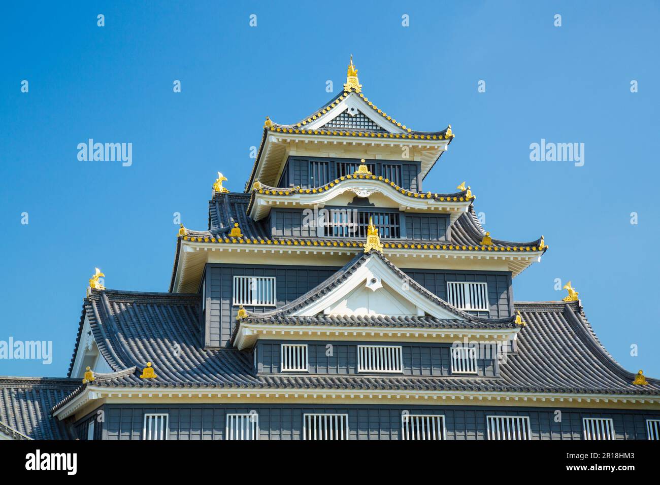 Burgturm Okayama Stockfoto