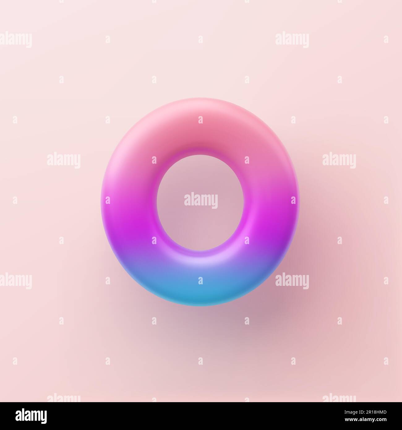 3D farbenfroher Buchstabe O mit Farbverlauf auf hellem Hintergrund. Stock Vektor
