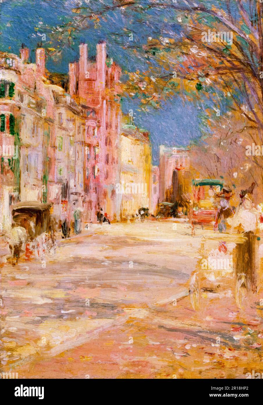 Edward Mitchell Bannister, Boston Street Scene (Boston Common), Ölgemälde auf Schalttafel, 1898-1899 Stockfoto