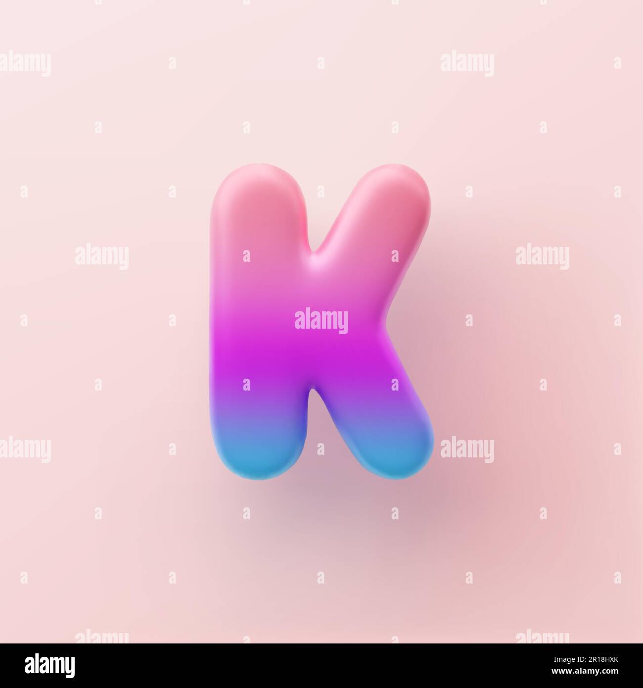 3D farbenfroher Farbbuchstabe K auf hellem Hintergrund. Stock Vektor