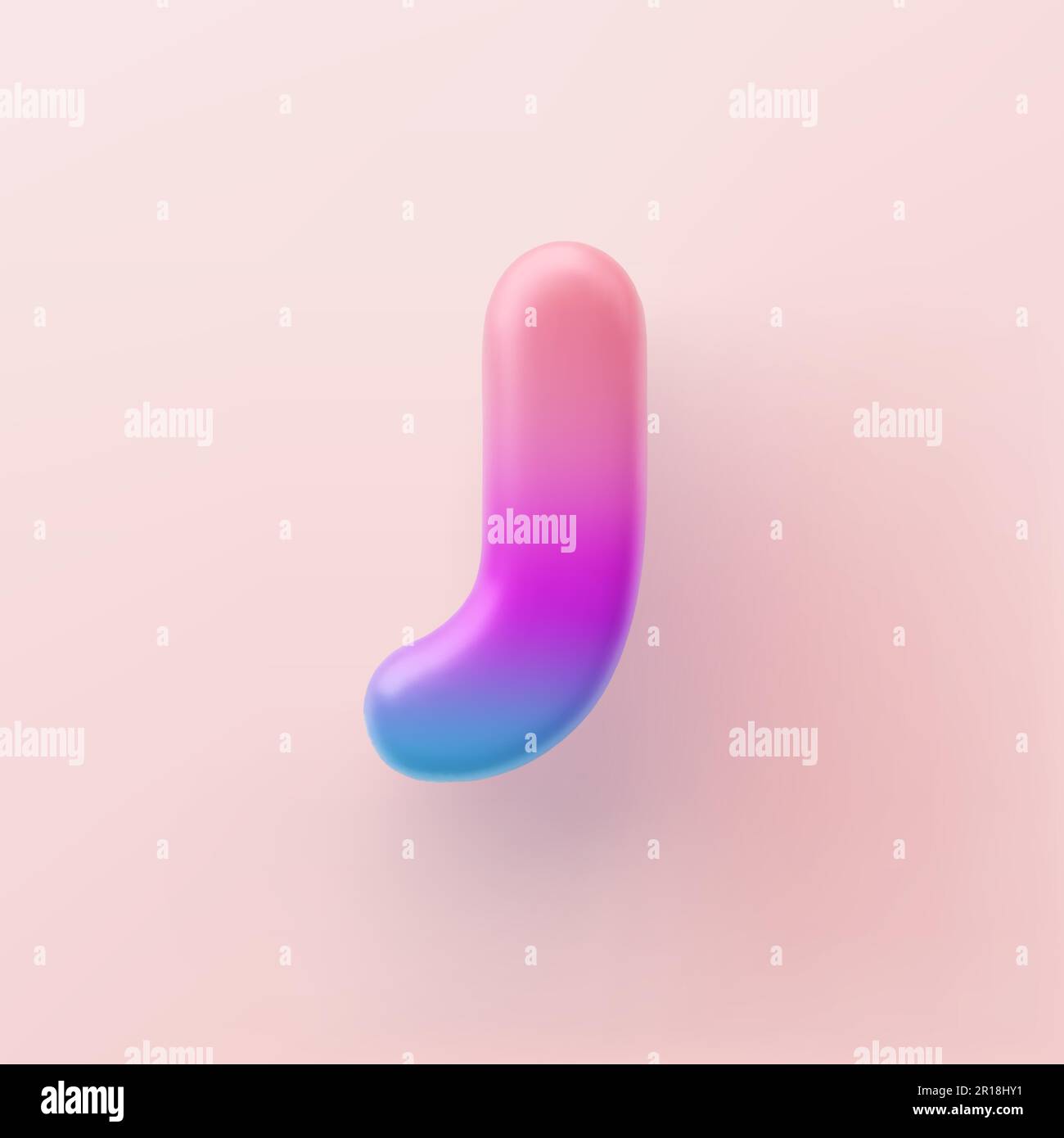 3D farbenfroher Buchstabe J auf hellem Hintergrund. Stock Vektor