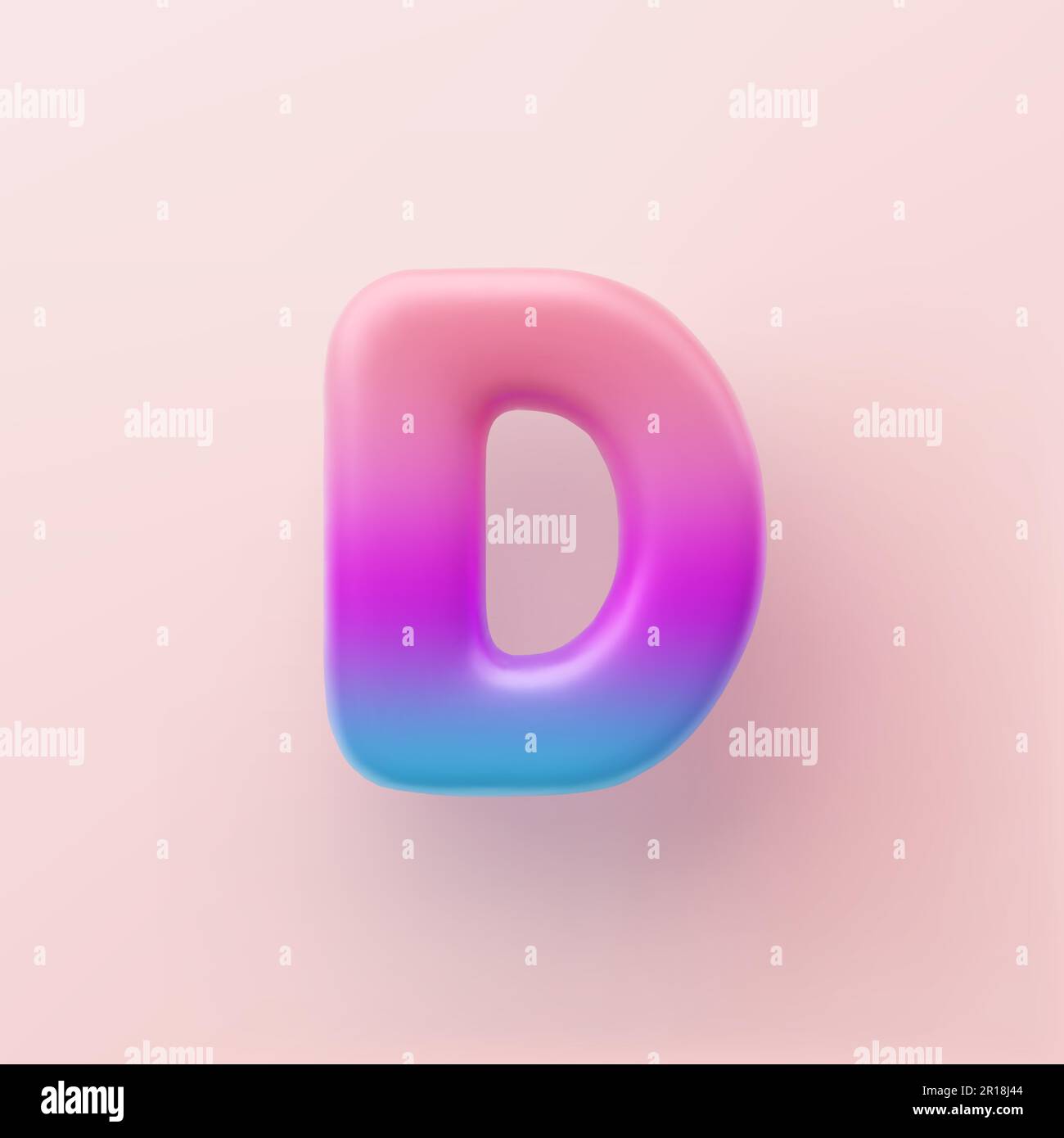 3D farbenfroher Buchstabe D auf hellem Hintergrund. Stock Vektor