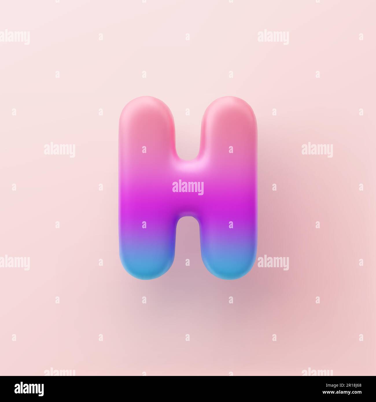3D farbenfroher Buchstabe H mit Farbverlauf auf hellem Hintergrund. Stock Vektor