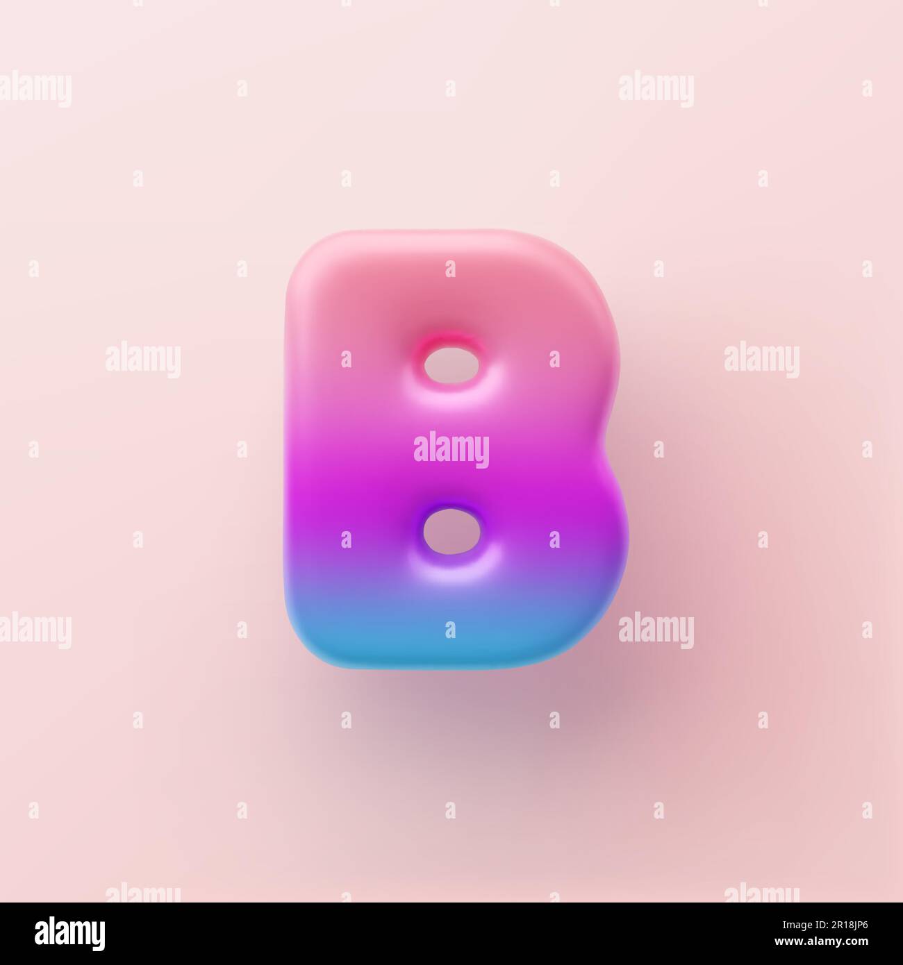 3D farbenfroher Buchstabe B auf hellem Hintergrund Stock Vektor