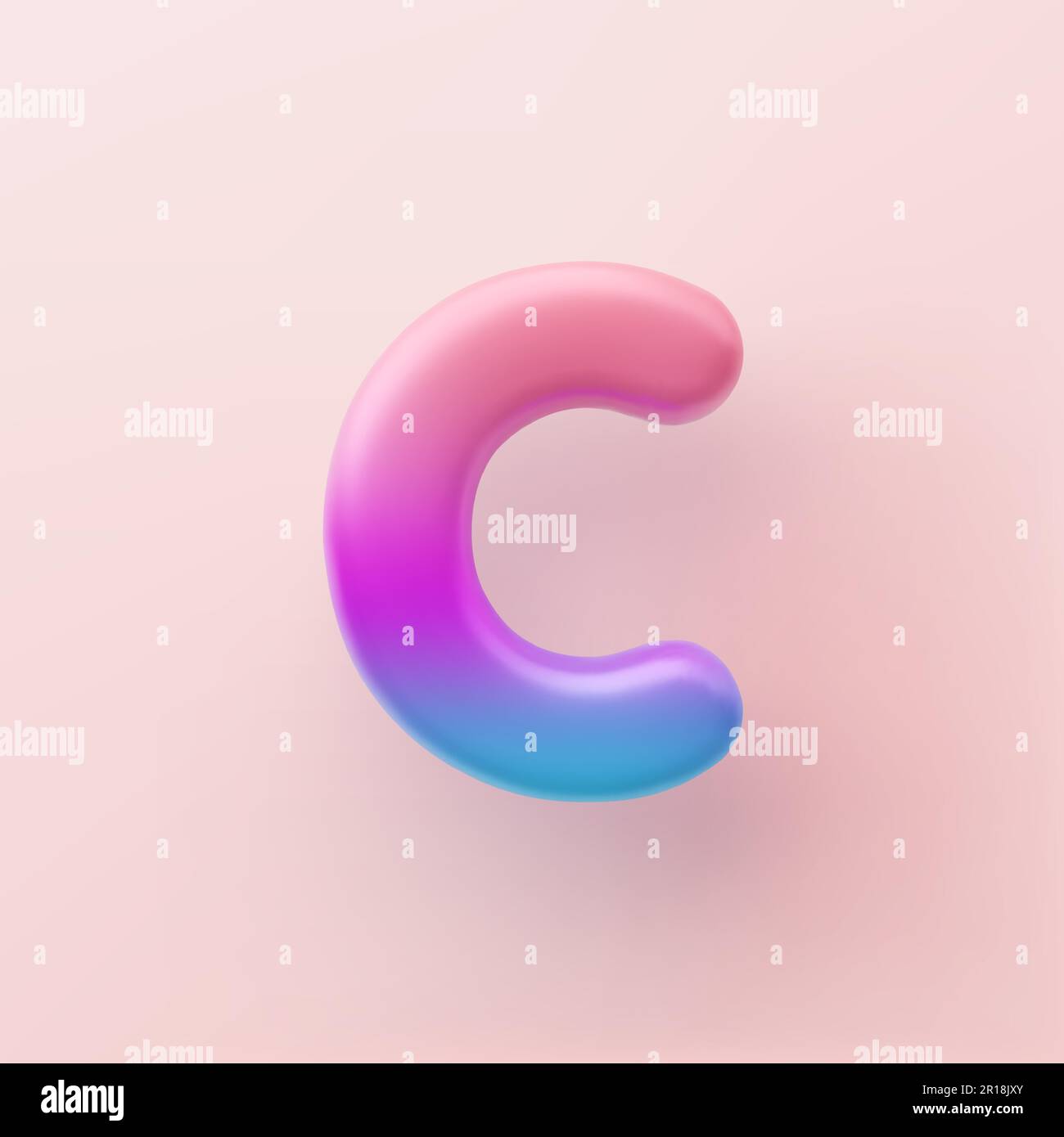 3D farbenfroher Buchstabe C auf hellem Hintergrund Stock Vektor