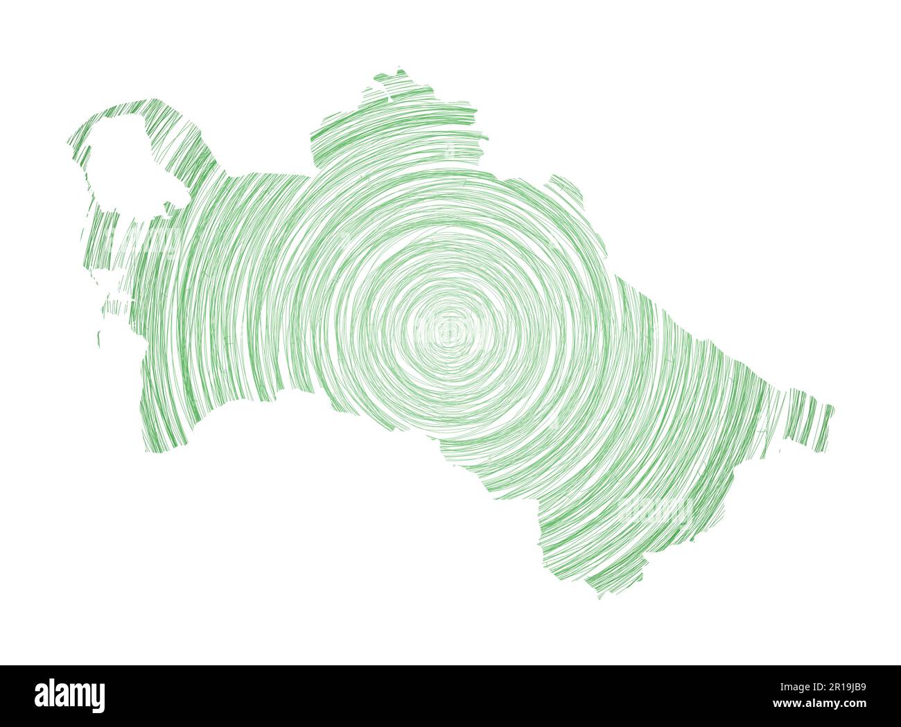 Turkmenistan Karte gefüllt mit konzentrischen Kreisen. Skizzieren Sie Kreise in Form des Landes. Vektorabbildung. Stock Vektor