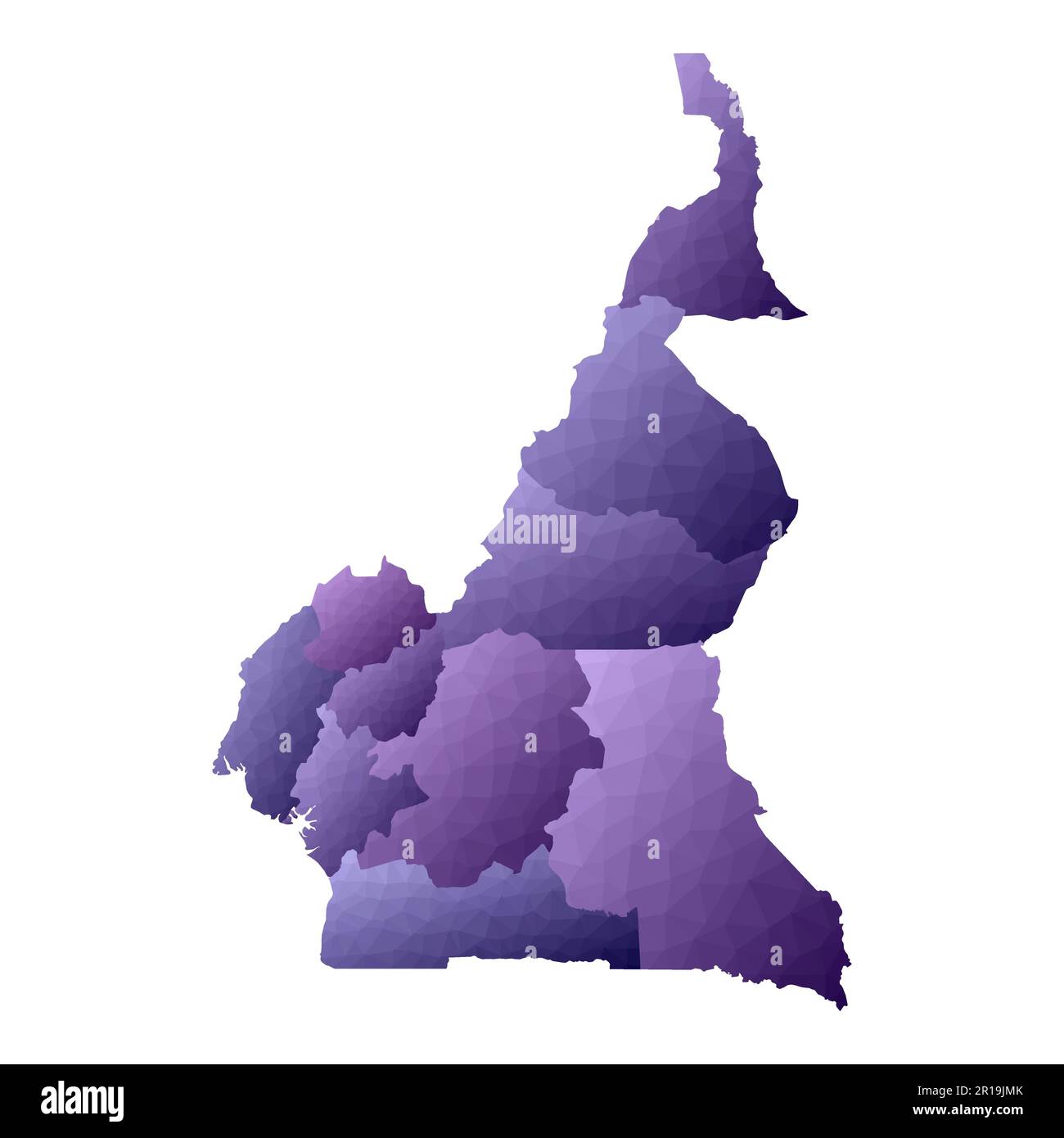 Kamerunenkarte. Geometrischer Stil für die Länderumrisse. Ausgezeichnete violette Vektordarstellung. Stock Vektor