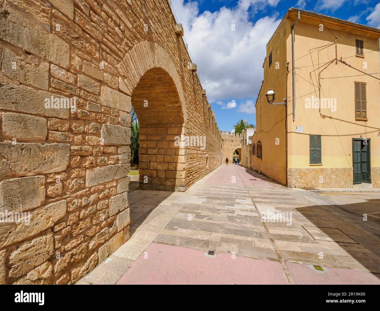 Stadtmauern von Alcudia an der Nordostküste Mallorcas auf den Balearen Spaniens Stockfoto