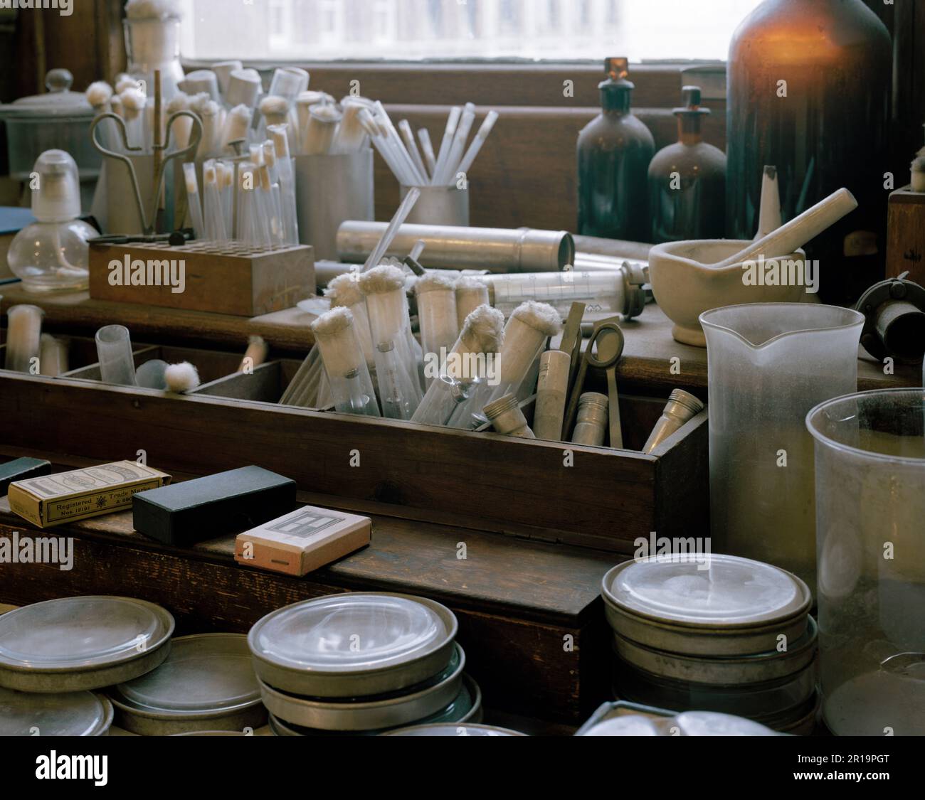 Der schottische Wissenschaftler Alexander Fleming machte eine bahnbrechende Entdeckung, die den Kurs der Medizin für immer verändern würde. Bei der Arbeit in St. Marys Hos Stockfoto
