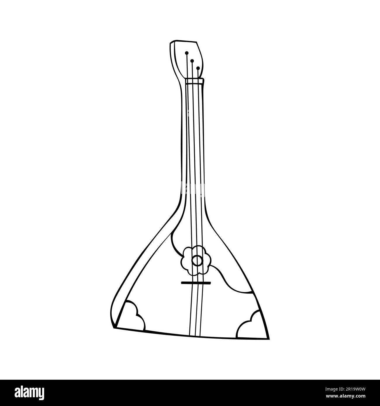 Russische Nationalmusikspielzeugbalalaika. Vektordarstellung isoliert auf weißem Hintergrund Stock Vektor