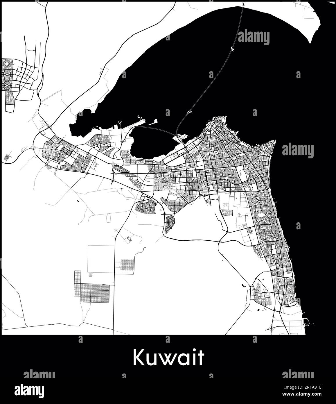 Stadtplan Asien Kuwait Kuwait Vektordarstellung Stock Vektor