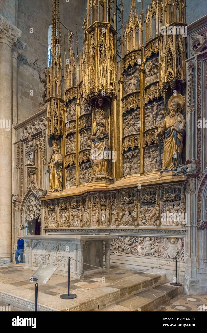 Das wichtigste Altarstück der Basilika Santa Tecla von Metropolitan und Primate in der Stadt Tarragona, Katalonien, Spanien, Europa Stockfoto
