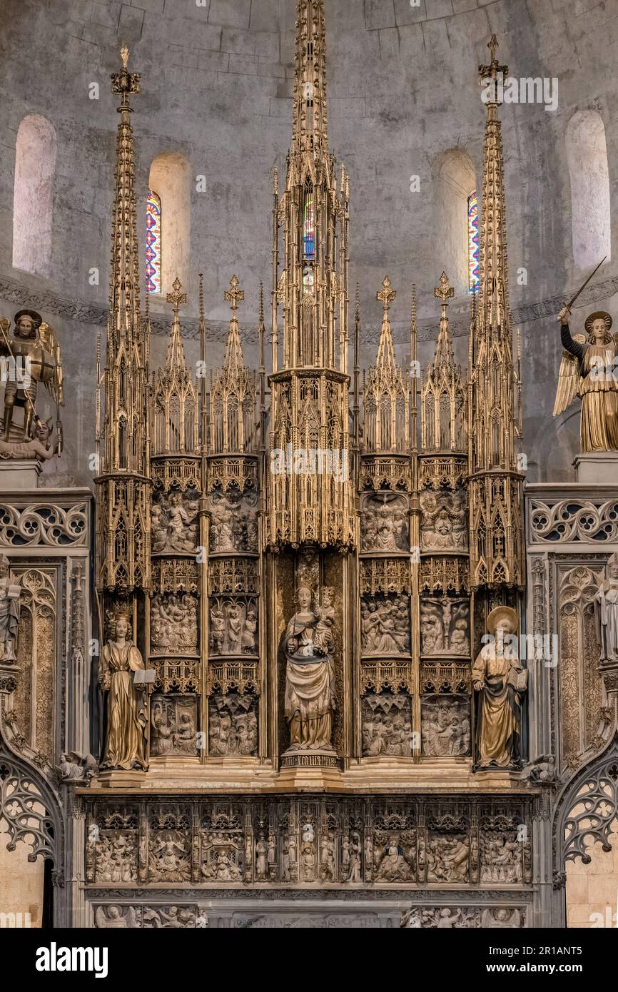 Das wichtigste Altarstück der Basilika Santa Tecla von Metropolitan und Primate in der Stadt Tarragona, Katalonien, Spanien, Europa Stockfoto