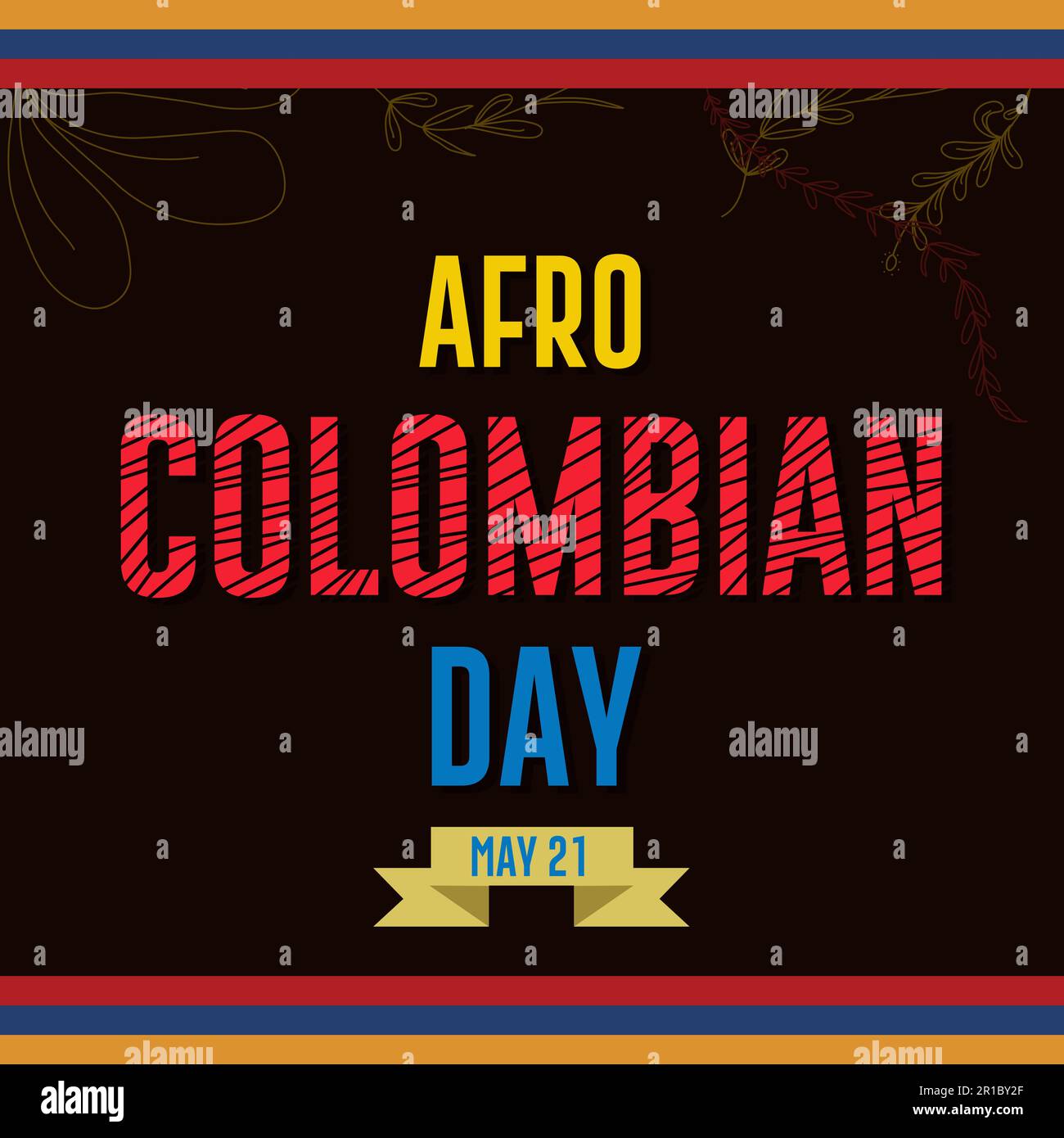 Afro-kolumbianischer Tag ist der 21. Mai in Kolumbien. Poster und Bannerdesign mit kolumbianischer Textur – Vektordarstellung. Stock Vektor