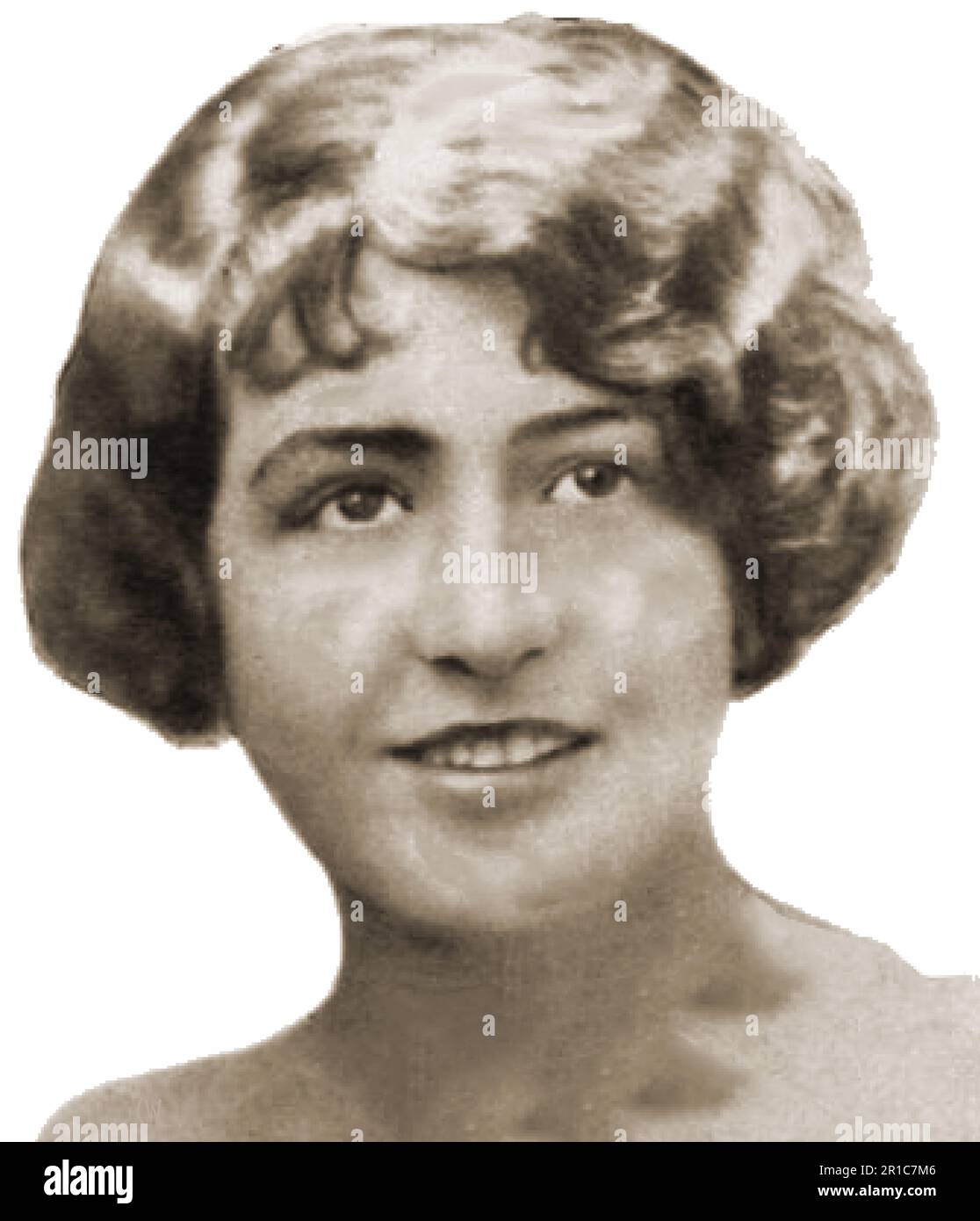 Ein Porträt der vermissten Witwe Mrs. Rogers (Barringer Manor Mystery). Witwe Ella Mae McDowell (Rogers), geboren 1896, vermisst seit 1928. Sie verschwand aus ihrer Wohnung in Baringer Manor, Louisville, Kentucky, im Alter von 29 Jahren, direkt nach einer Reise. Ihre Taschen waren gepackt. Das Rätsel wurde nie gelöst. Stockfoto