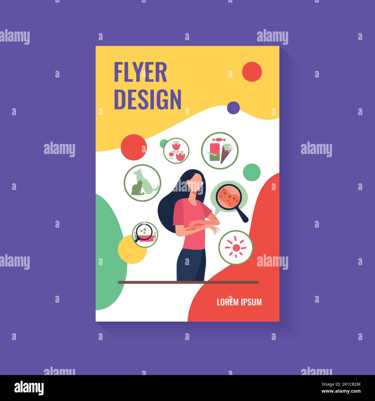 Gesichtslose, traurige Frau mit Allergie Stock Vektor