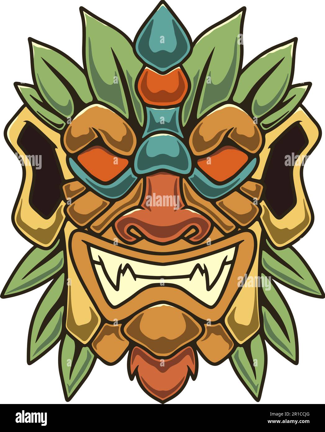 Traditionelles polynesisches Tiki-Idol. Illustration der Tribal Tiki Maske. Designelement für Dekorationen. Vektordarstellung Stock Vektor