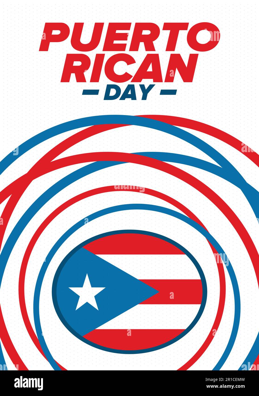 Puerto-Ricanischer Tag. Landesweite frohe Feiertage. Festival und Parade zu Ehren der Unabhängigkeit und Freiheit. Puerto-Rico-Flagge. lateinamerikanisch. Vektorposter Stock Vektor