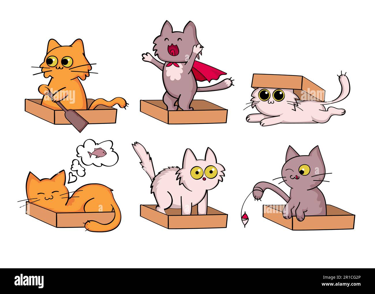 Katzensatz mit Zeichentrickfiguren Stock Vektor