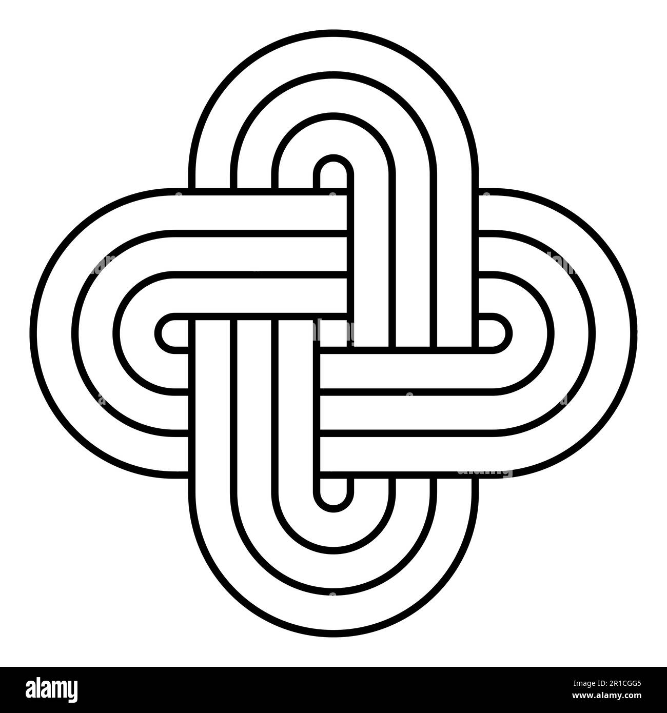 Salomonen-Knoten, ein altes Symbol und traditionelles dekoratives Motiv. Sigillum Salomonis, ein Glied und kein echter Knoten, bestehend aus zwei geschlossenen Schleifen. Stockfoto