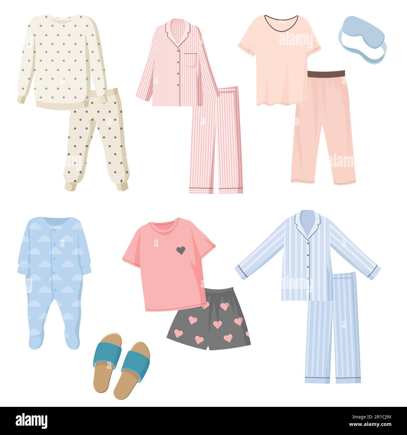 Cartoon-Pyjamas für Kinder und Erwachsene, Vektorgrafieset Stock Vektor