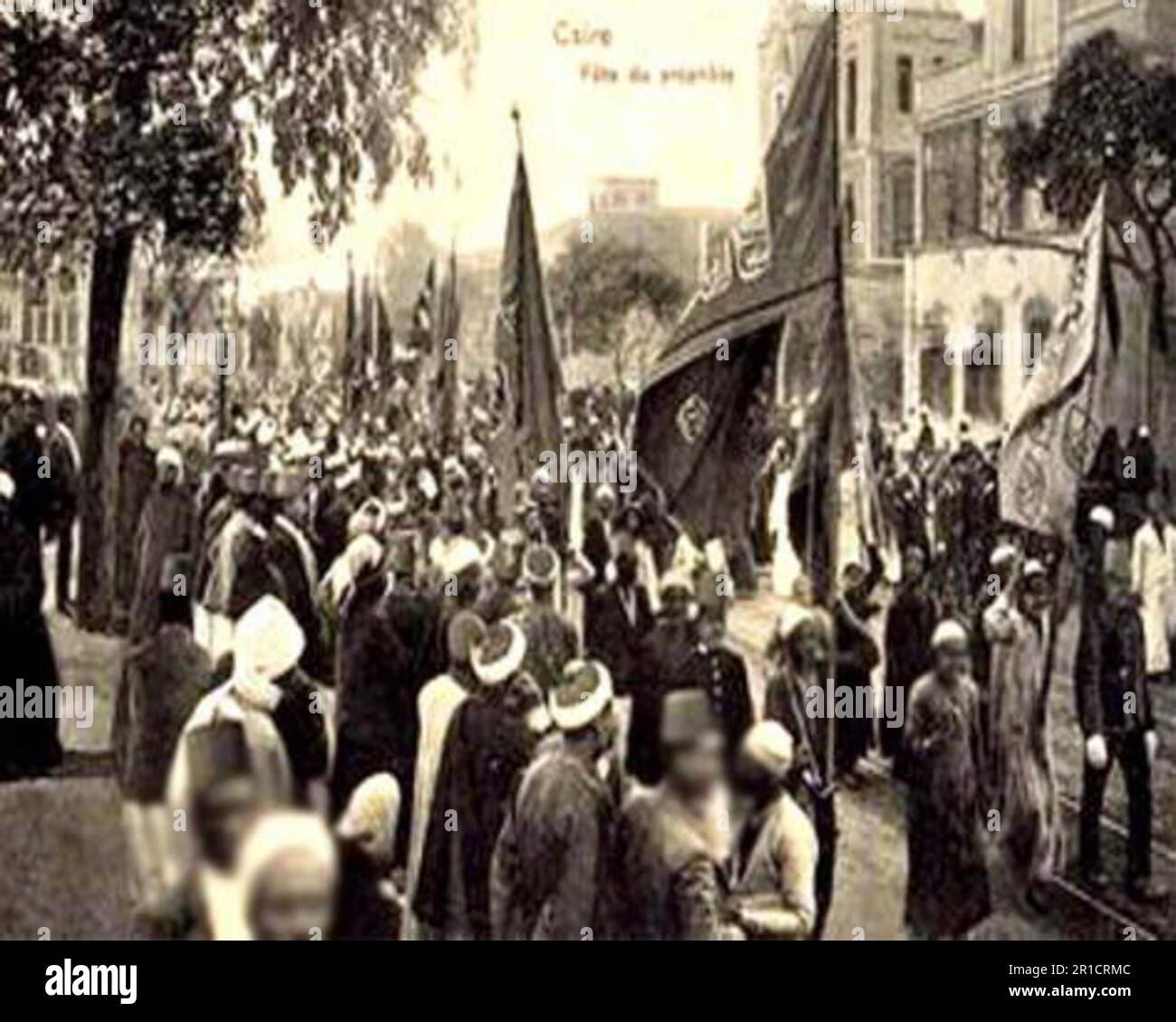 Mawlid an-Nabi-Prozession in der Boulac Avenue 1904 in Kairo, Ägypten. Stockfoto
