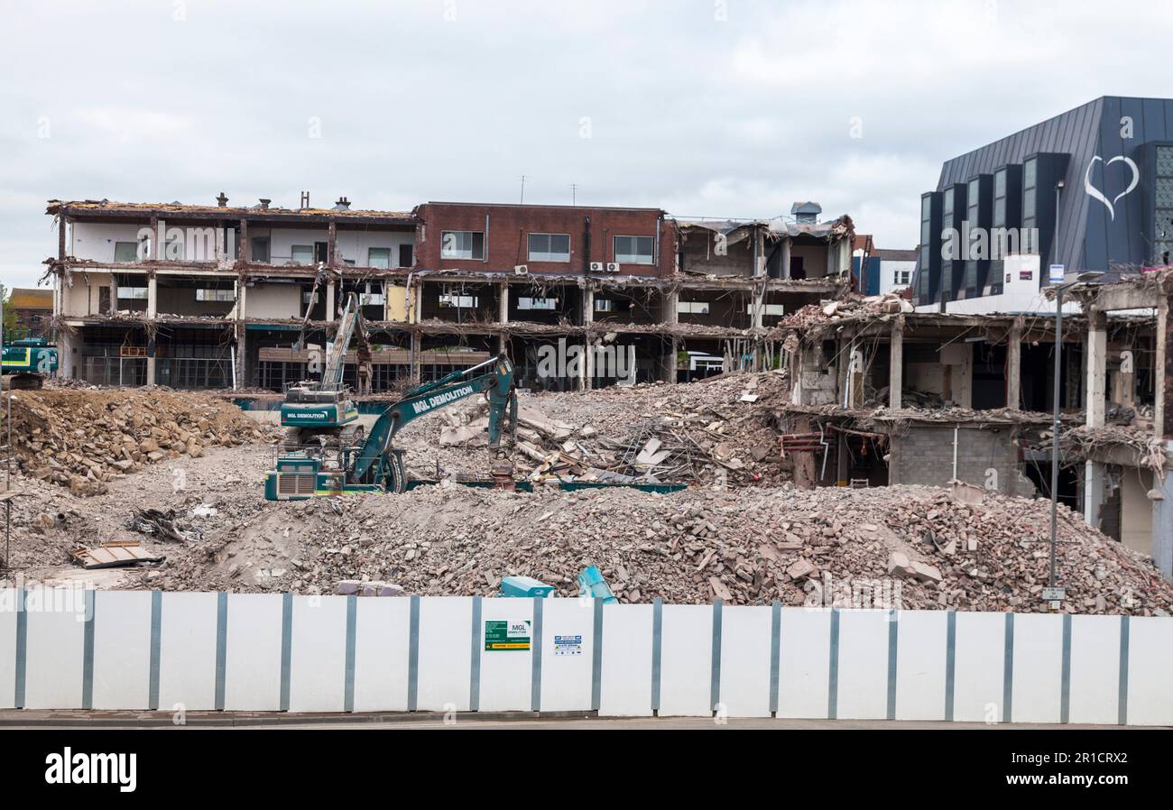 Stockton on Tees, Großbritannien. 13. Mai 2023 Die Abrissarbeiten am