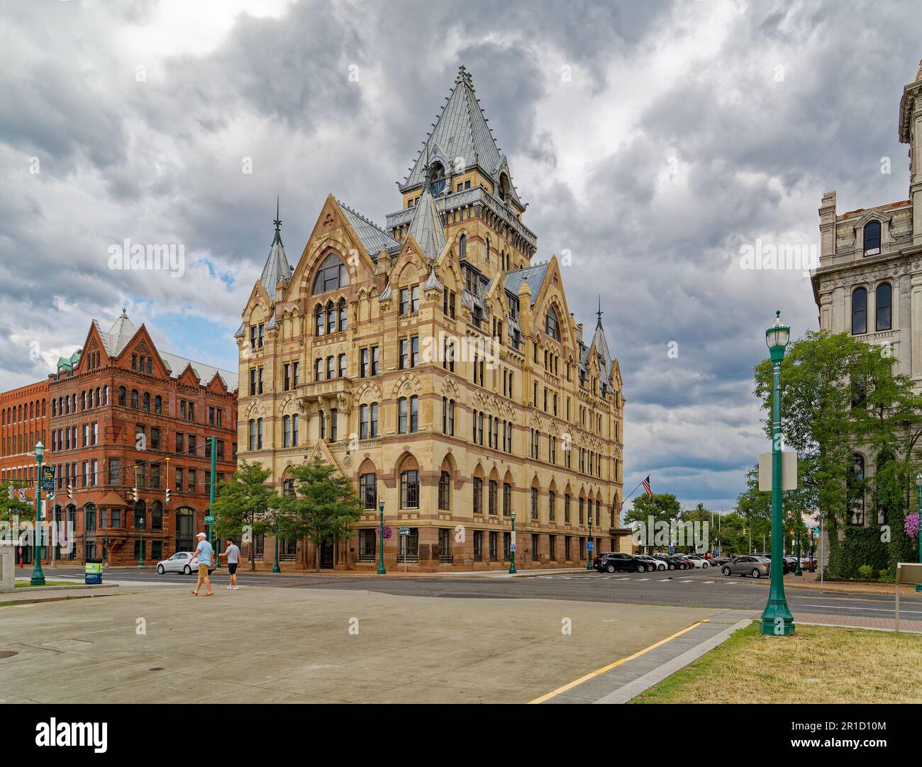 Die Bank of America befindet sich jetzt im Syracuse Savings Bank Building am Clinton Square, dem ehemaligen Pfad des Erie Canal. Stockfoto