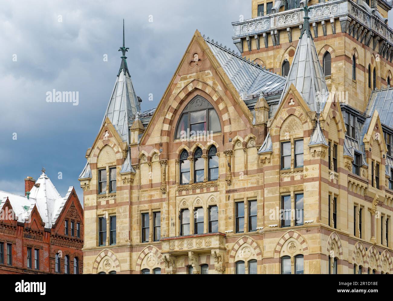 Die Bank of America befindet sich jetzt im Syracuse Savings Bank Building am Clinton Square, dem ehemaligen Pfad des Erie Canal. Stockfoto