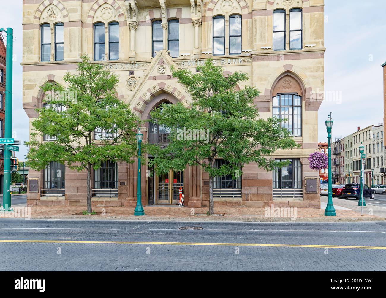 Die Bank of America befindet sich jetzt im Syracuse Savings Bank Building am Clinton Square, dem ehemaligen Pfad des Erie Canal. Stockfoto