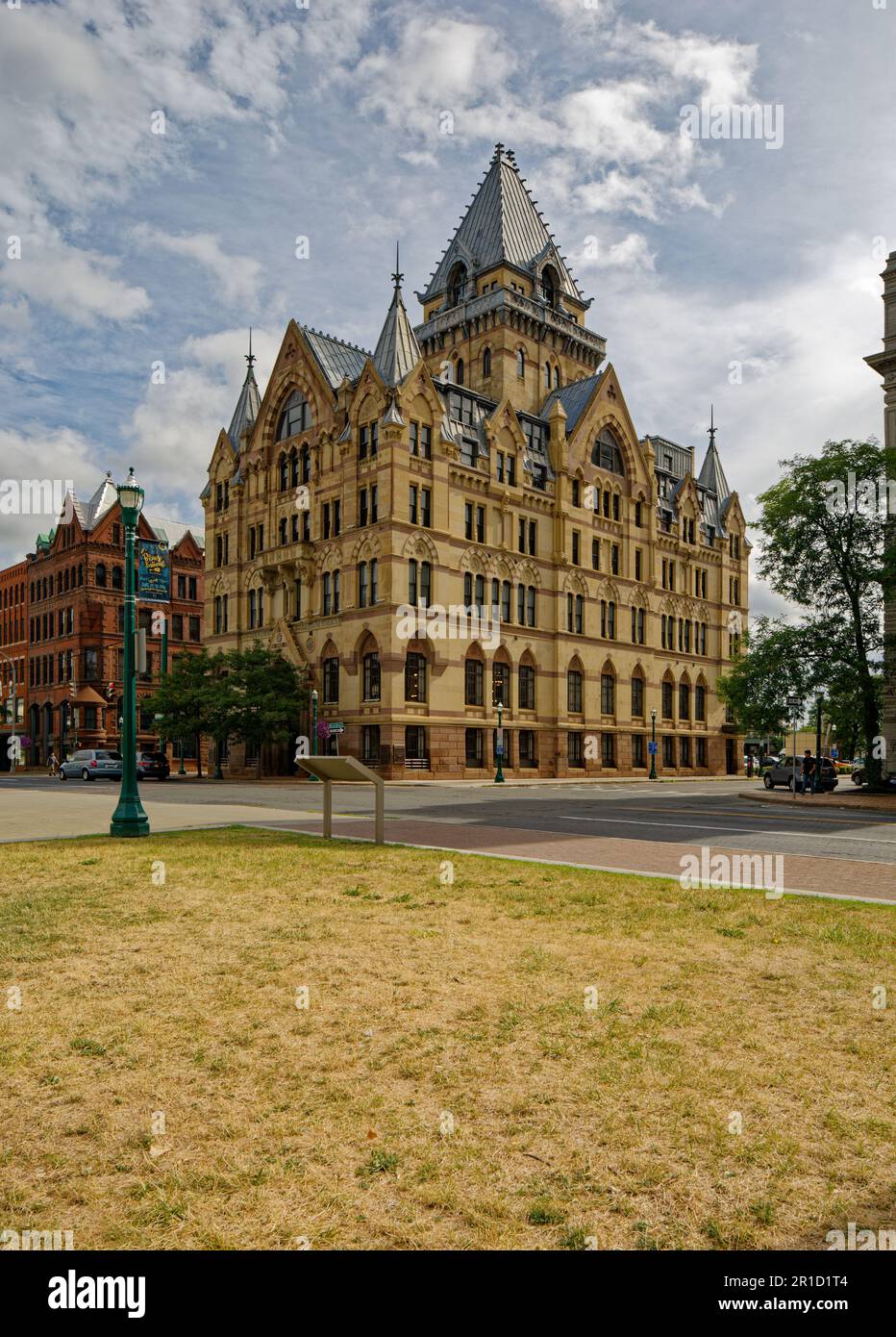 Die Bank of America befindet sich jetzt im Syracuse Savings Bank Building am Clinton Square, dem ehemaligen Pfad des Erie Canal. Stockfoto