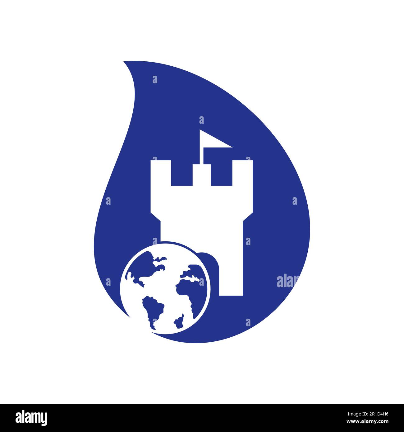 „Castle Globe“-Vektorlogo. Einzigartige Designvorlage für das Logo „Festung und Globe“. Stock Vektor