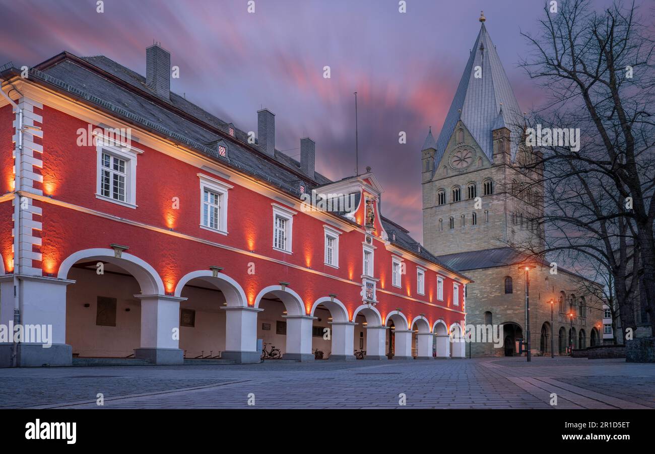 Historisches Viertel mit alten Gebäuden von Soest, Nordrhein-Westfalen, Deutschland Stockfoto