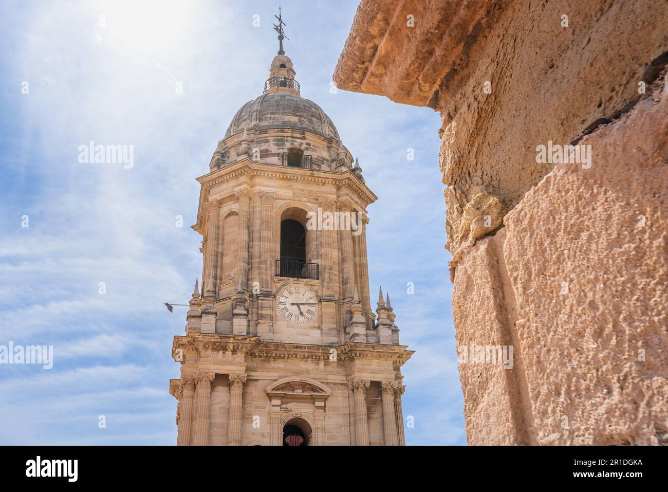 Malaga Kathedrale Nordturm - Malaga, Andalusien, Spanien Stockfoto
